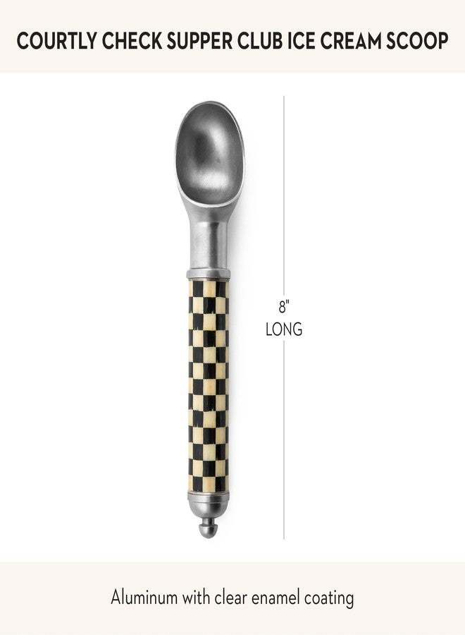 mackenzie childs MACKENZIE-CHILDS Supper Club Ice Cream Scoop, Aluminum Ice Cream Accessory, Black-and-White Courtly Check - Image 5
